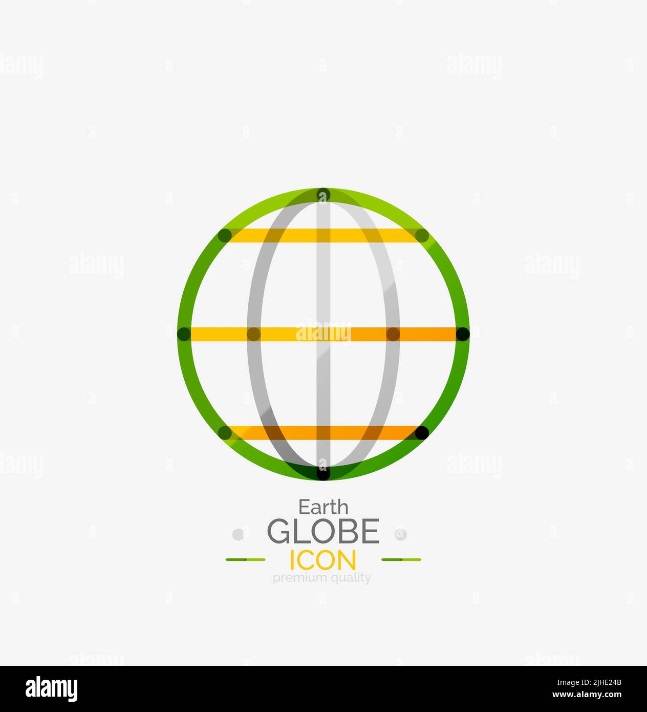 World globe logo stamp, minimal line design concept Stock Vector