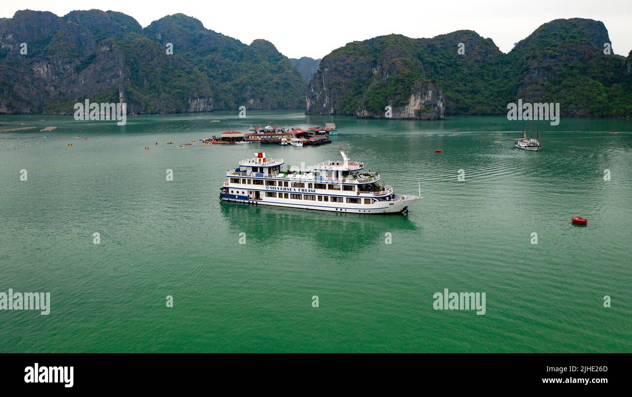 The Pearl Oyster Farm at Ha Long Bay, Vietnam Stock Photo