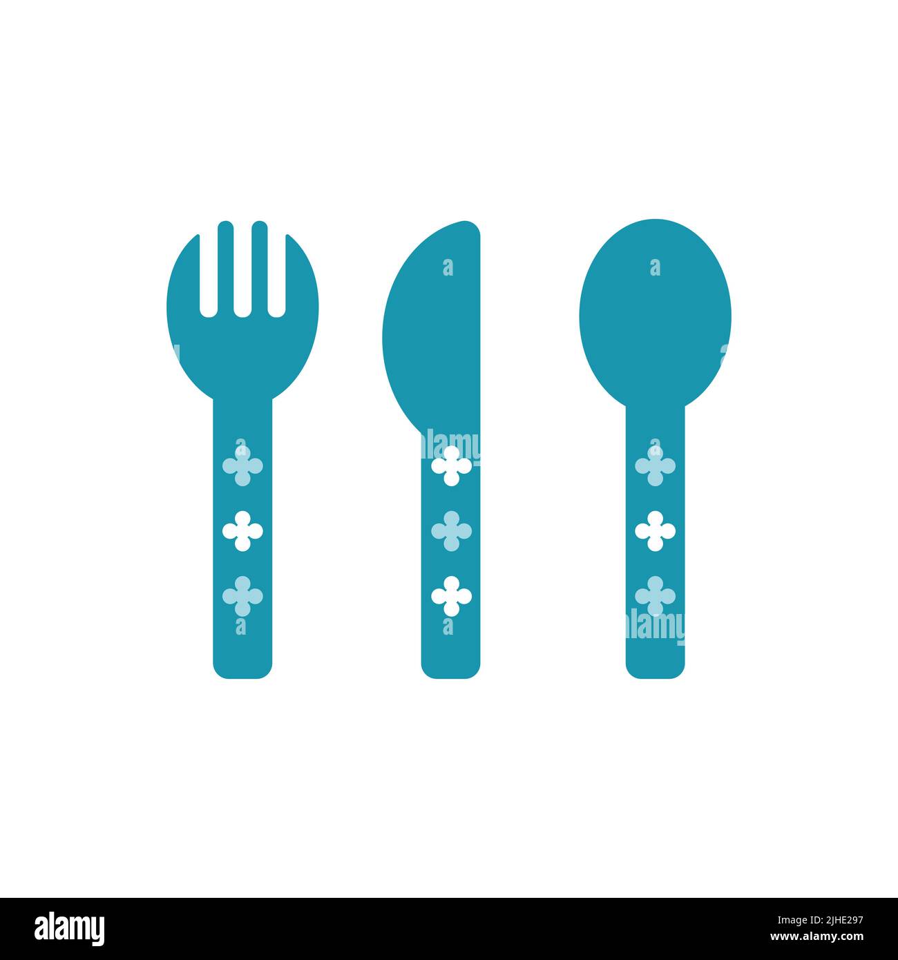 Baby fork, knife and spoon icon isolated on white background. Vector ...