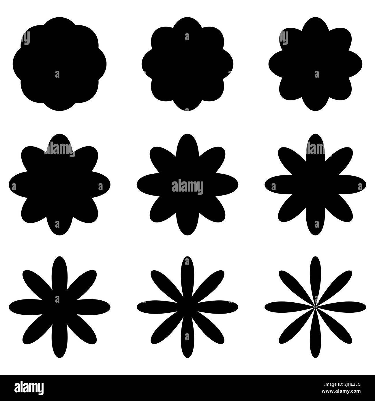 Flowers icons set isolated on white background. Vector illustration Stock Vector