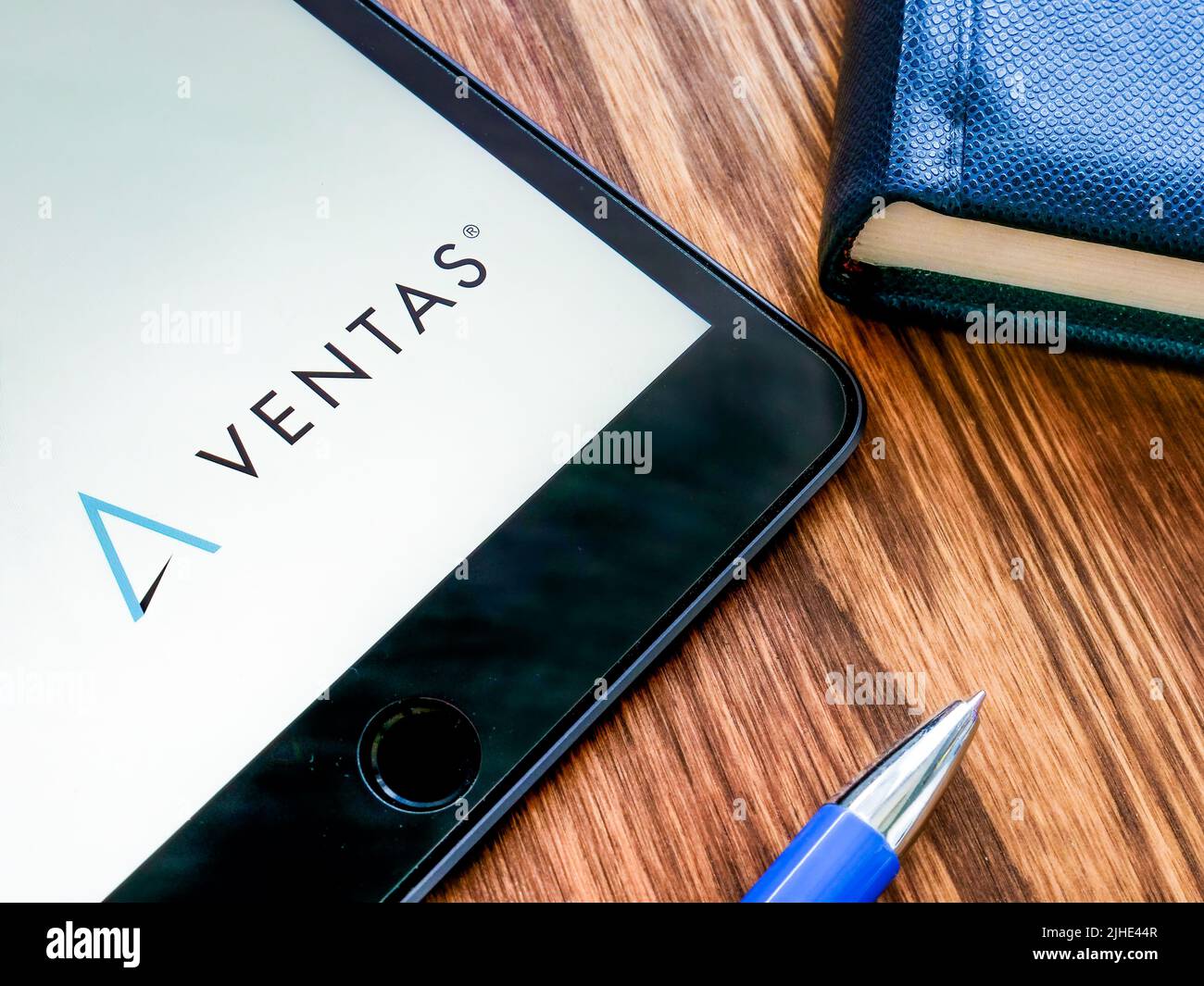 KYIV, UKRAINE - July 06, 2022. Ventas Inc logo is a real estate investment trust. Stock Photo