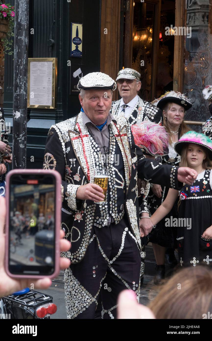 Pearly Kings and Queens celebrating the Queens Jubilee London 2022 Stock Photo