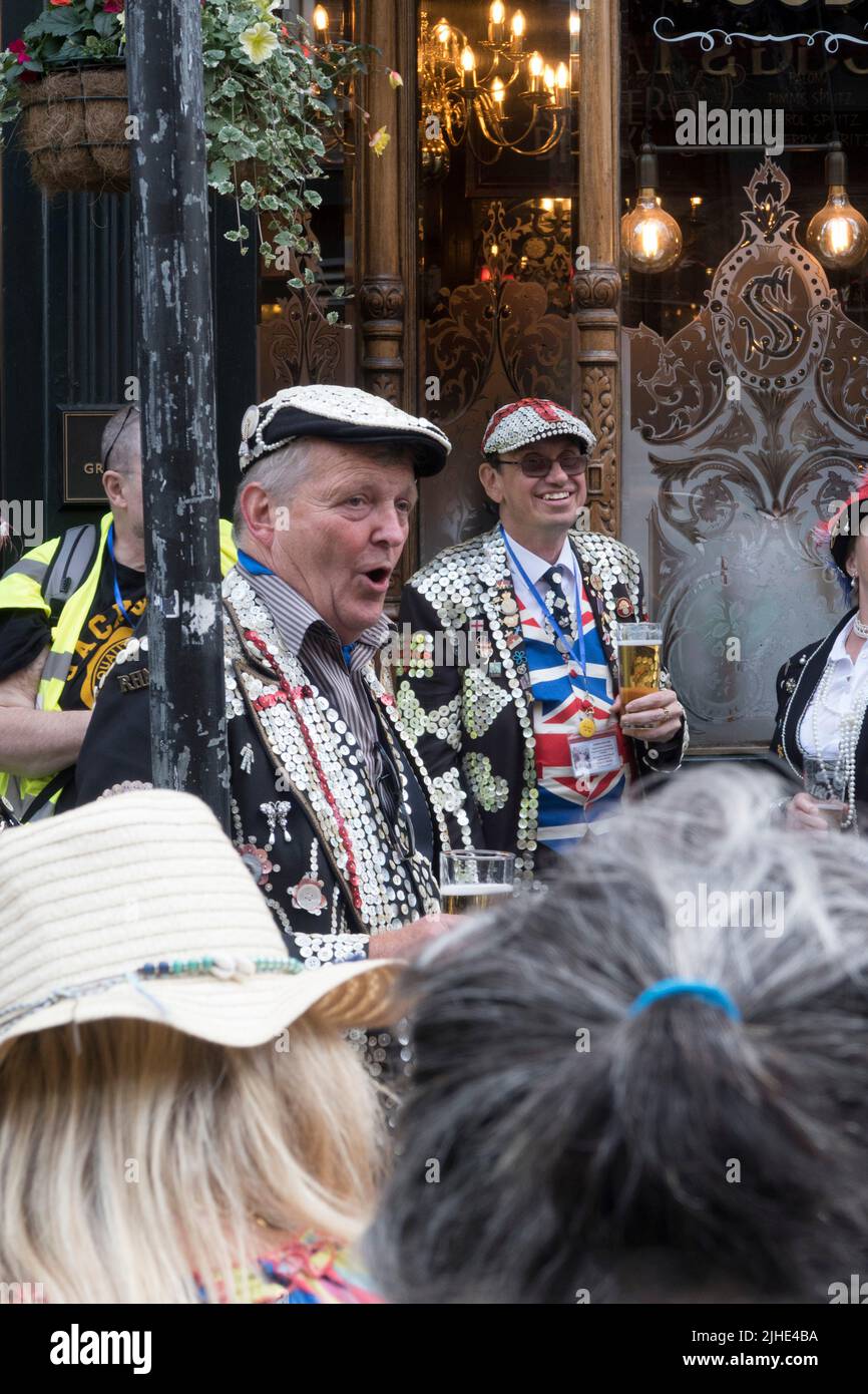 Pearly Kings and Queens celebrating the Queens Jubilee London 2022 Stock Photo