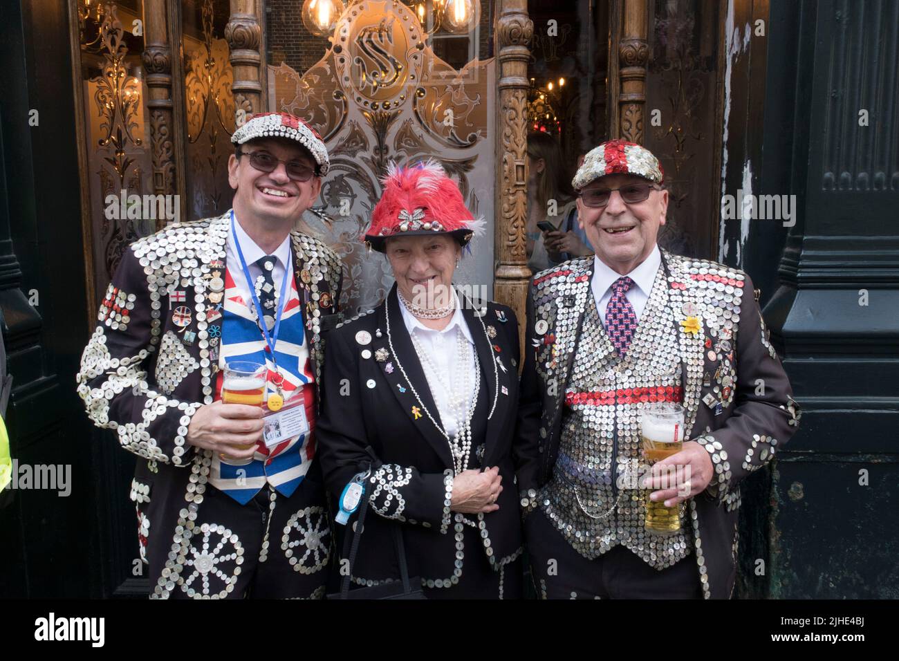 Pearly Kings and Queens celebrating the Queens Jubilee London 2022 Stock Photo
