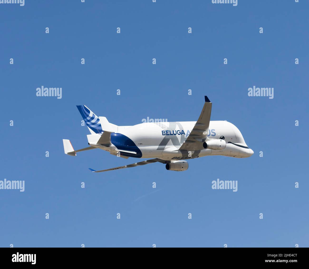 Airbus A330-743L known as the Beluga XL flying at the 2022 Royal International Air Tattoo Stock Photo