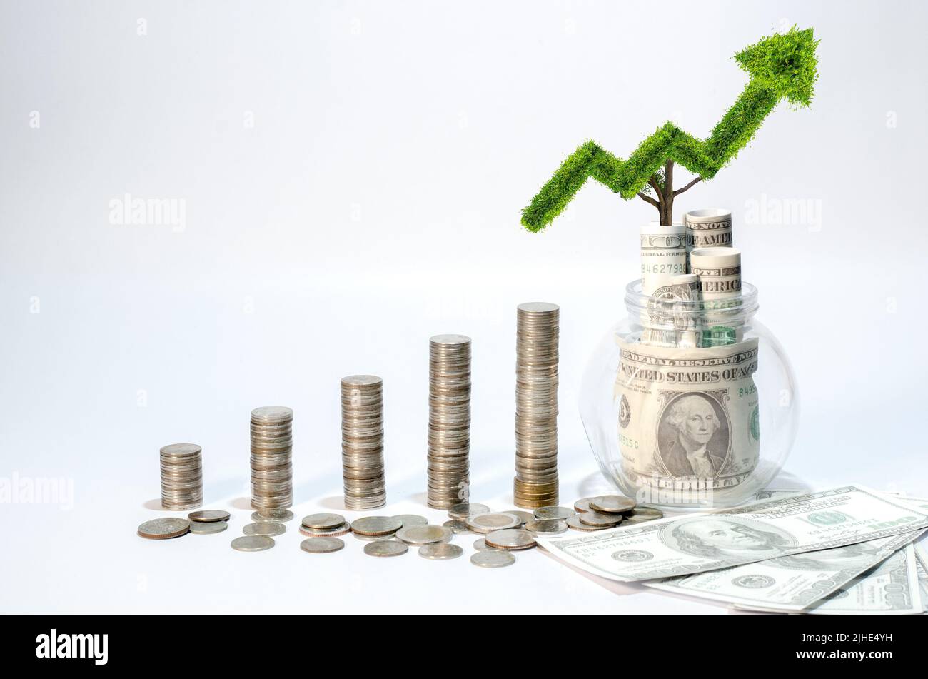 Growing graph finance The growth of business finance The gradation from low to high Stock Photo