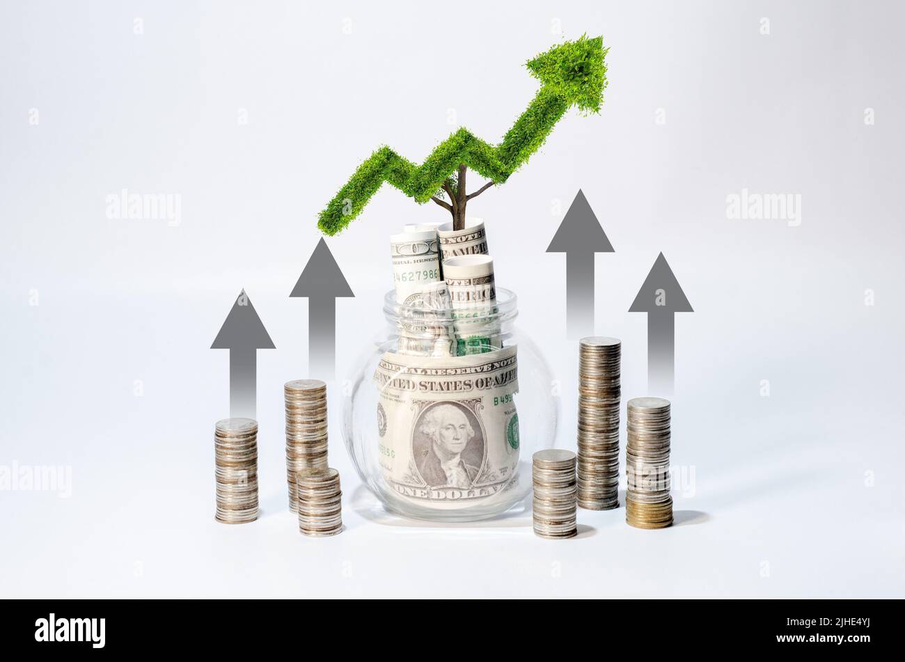 Growing graph finance The growth of business finance The gradation from low to high Stock Photo