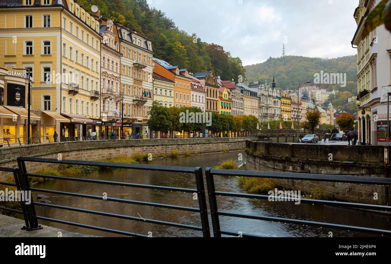Embankment in Karlovy Vary Stock Photo