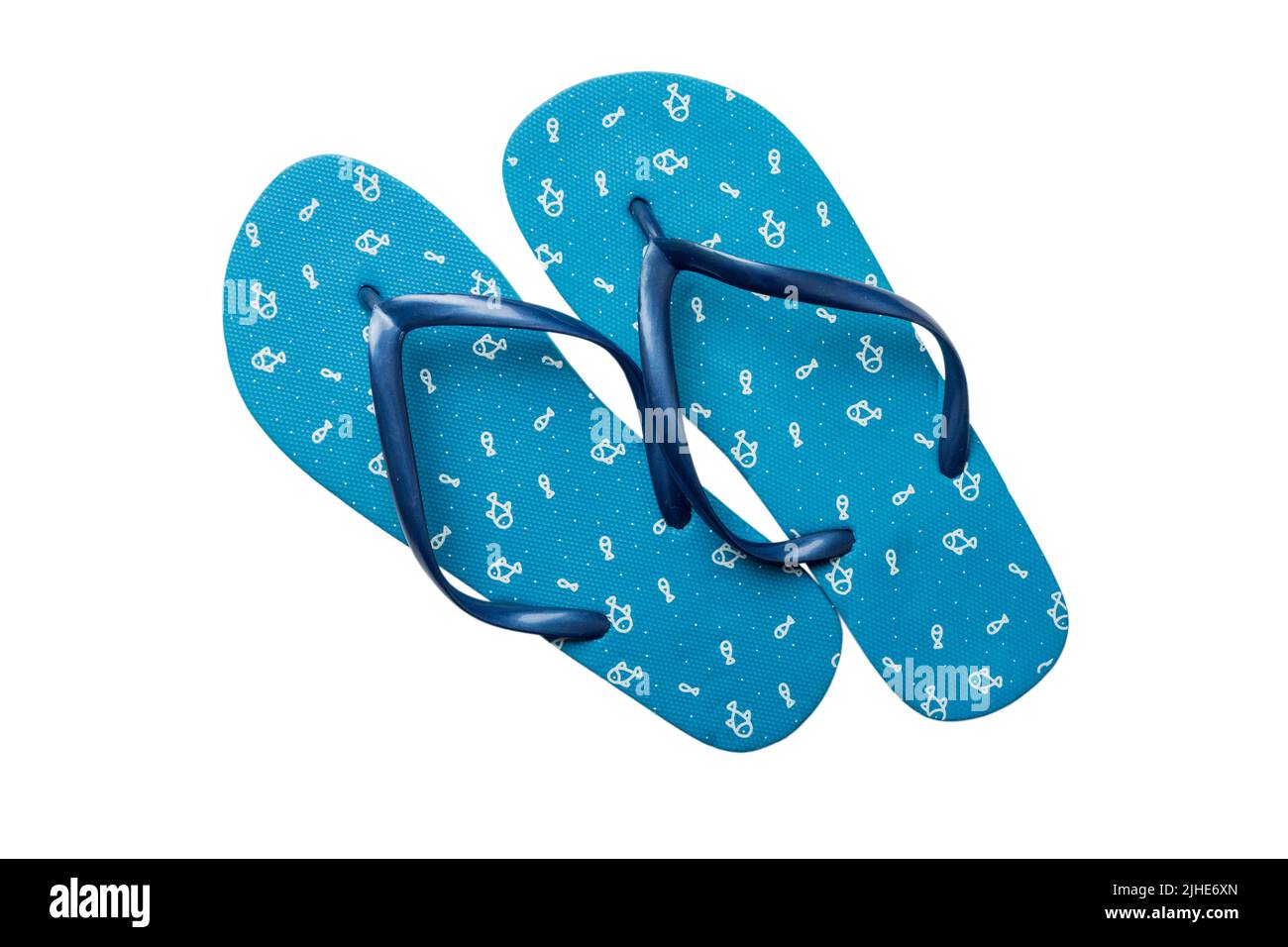 Blue flip flops isolated on white background. Top view Stock Photo - Alamy