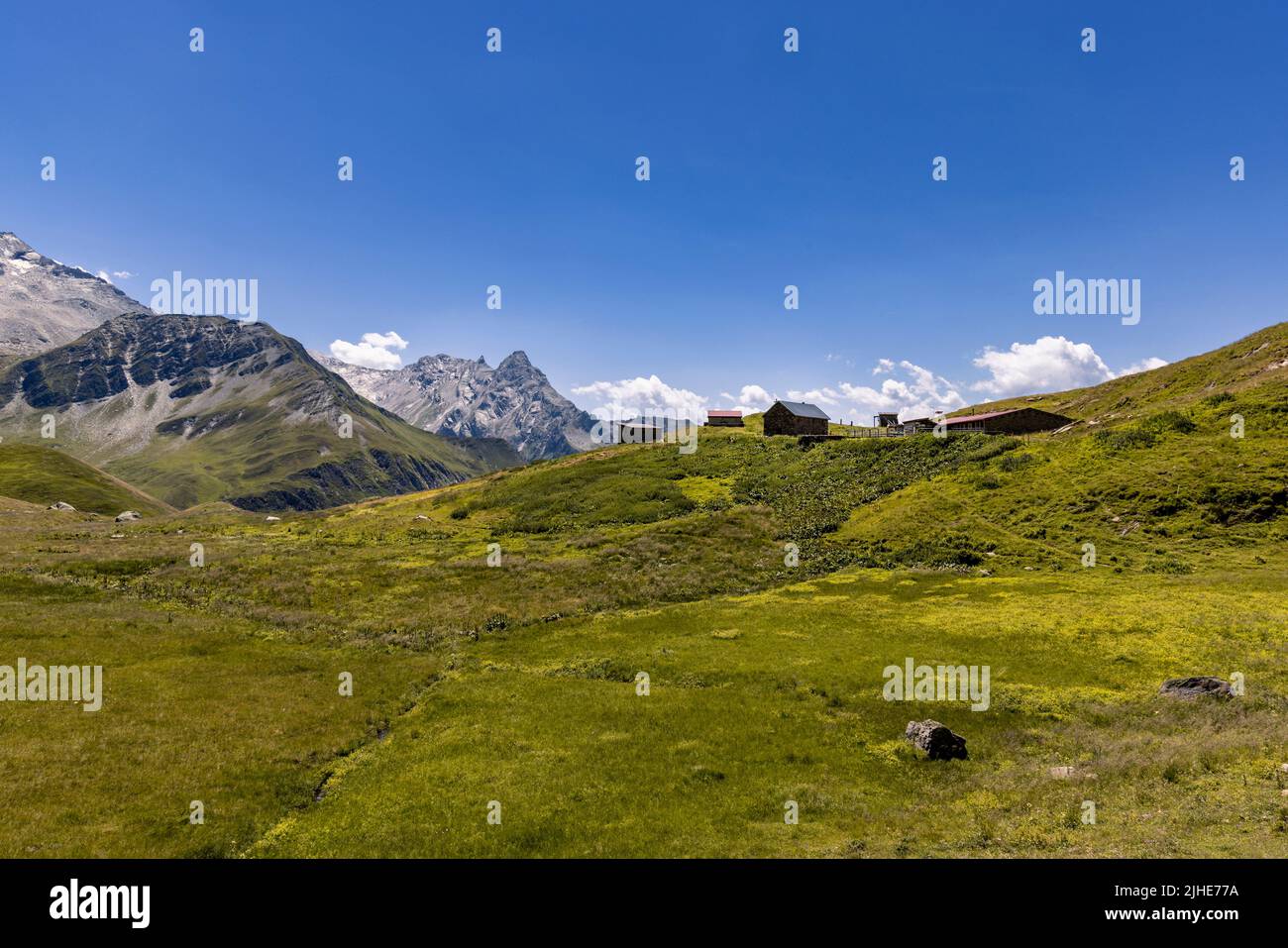 Aerial view of a very large and majestic alpine landscape in the Lord ...