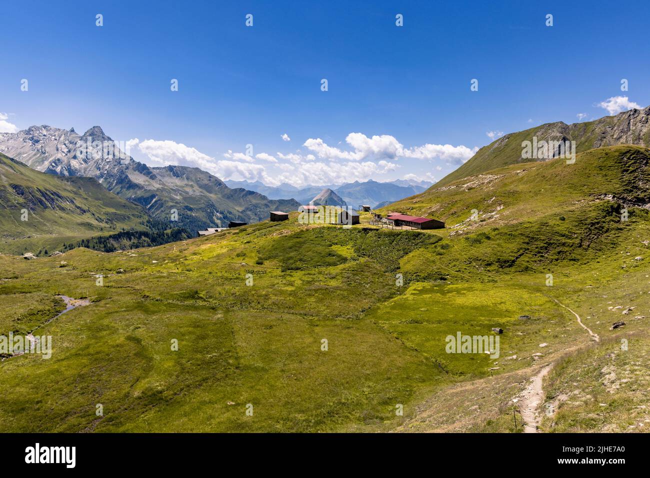 Aerial view of a very large and majestic alpine landscape in the Lord ...