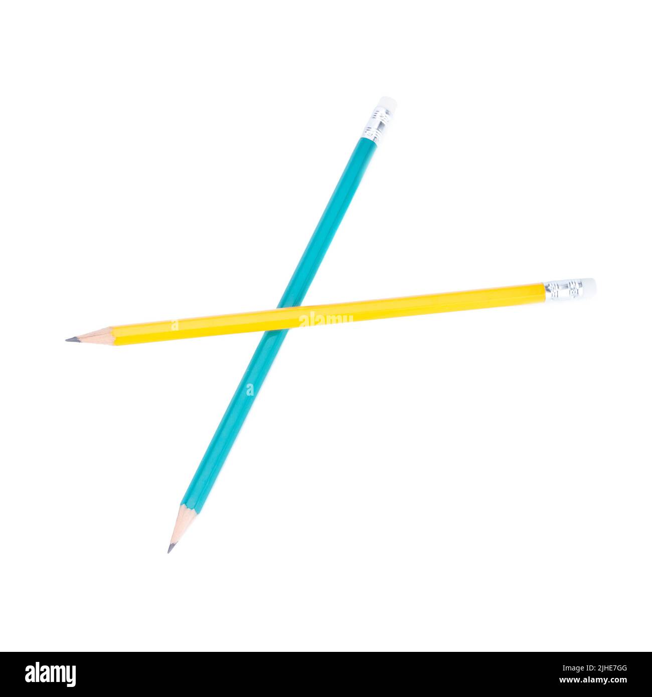 Pencil Green and yellow isolated on white Stock Photo - Alamy