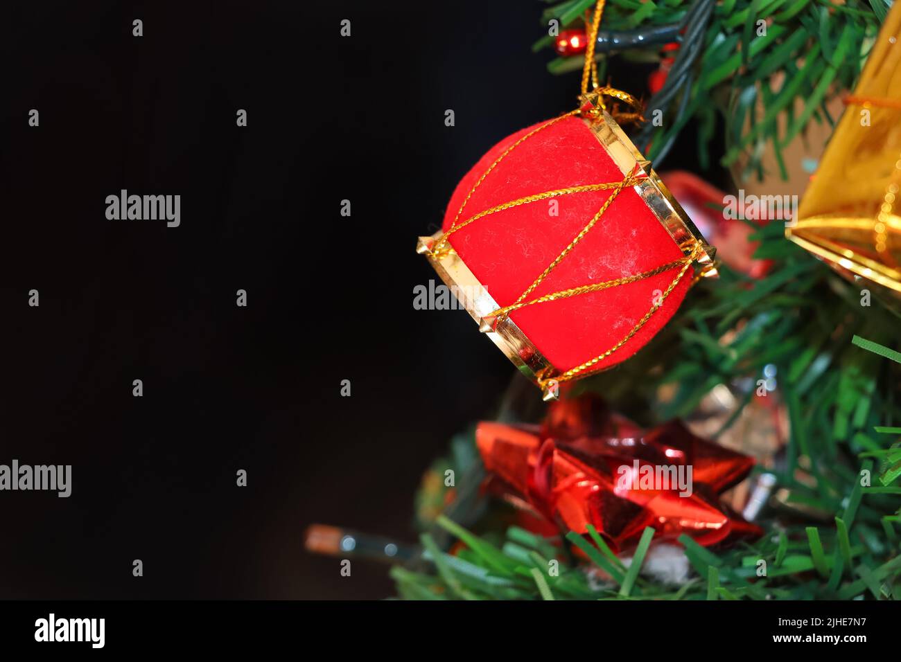 Closeup Image Of Christmas Tree With Text Space Stock Photo