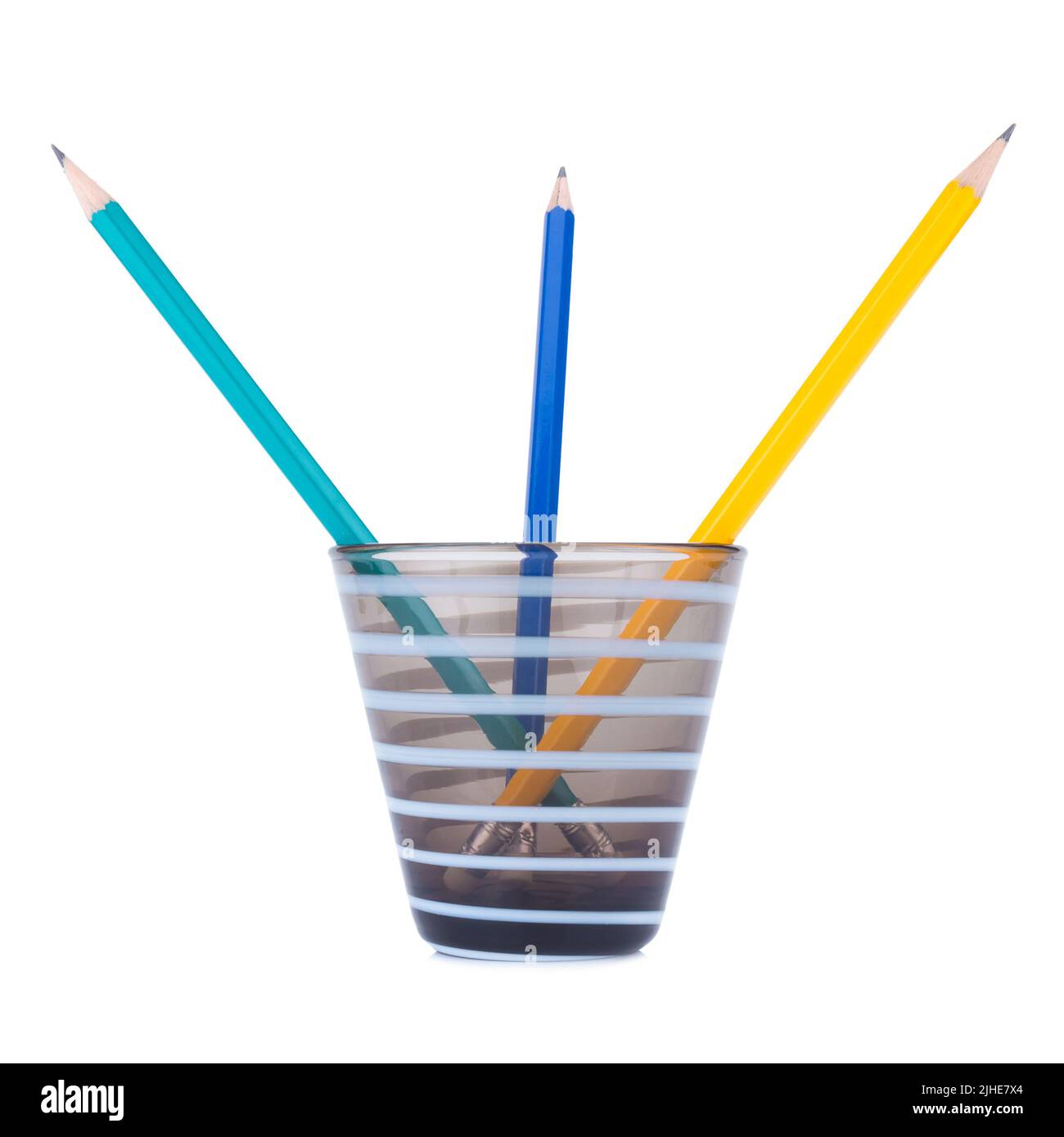 Pencils in the pencil holders. Stock Photo