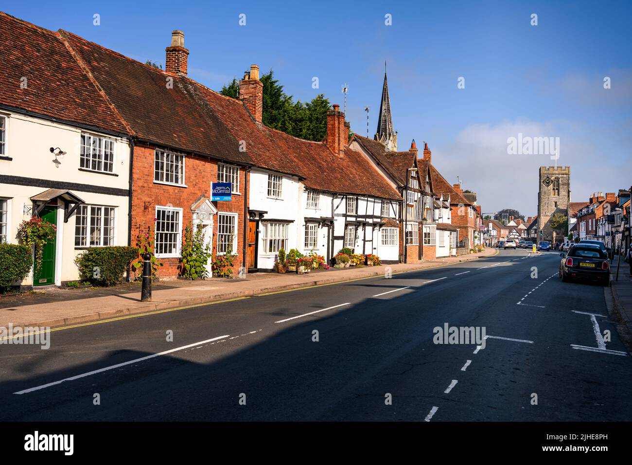 Listed buildings cotswold cottages houses high street Henley in Arden Warwickshire England UK Stock Photo