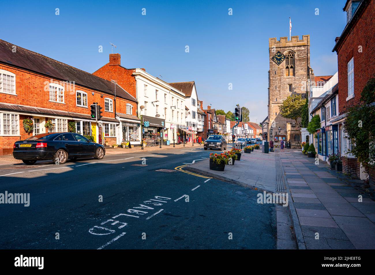 St John the Baptist Church clock tower high street Henley in Arden Warwickshire England UK Stock Photo