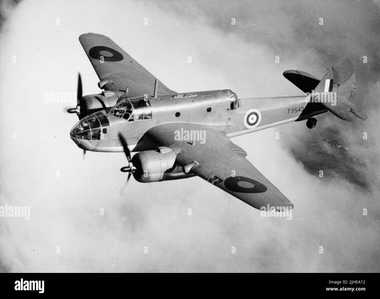 Vintage photo circa 1941 of a RAAF Bristol Beaufort Mark V bomber, A9-1 serial No. T9540) of No. 1 Operational Training Unit the first Australian built Beaufort and had its first flight in August 1941. Built at the  Department of Aircraft Production (DAP) factory in in Fishermans Bend Melbourne Australia Stock Photo