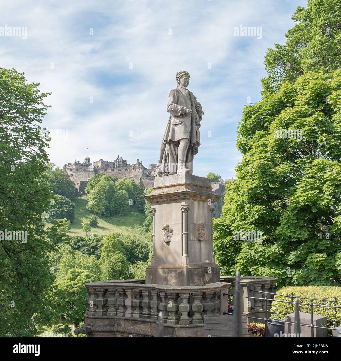 Edinburgh, Scotland, UK – June 20 2022. The statue of Allan Ramsey, a ...