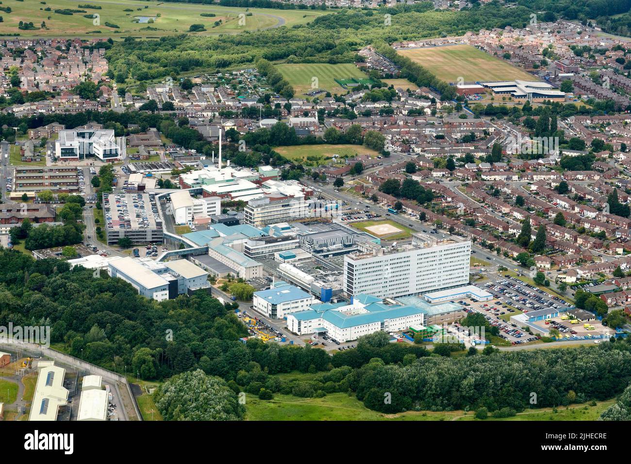 An aerial view of Aintree University Hospital, Liverpool, Merseyside