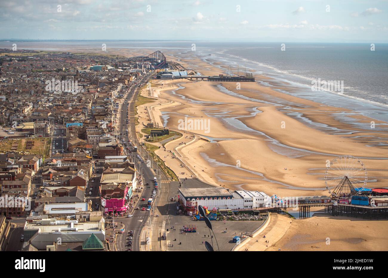 General view of Blackpool’s Golden Mile, UK, Picture date: 14 July 2022. Credit Anthony Devlin/Alamy Live News Stock Photo