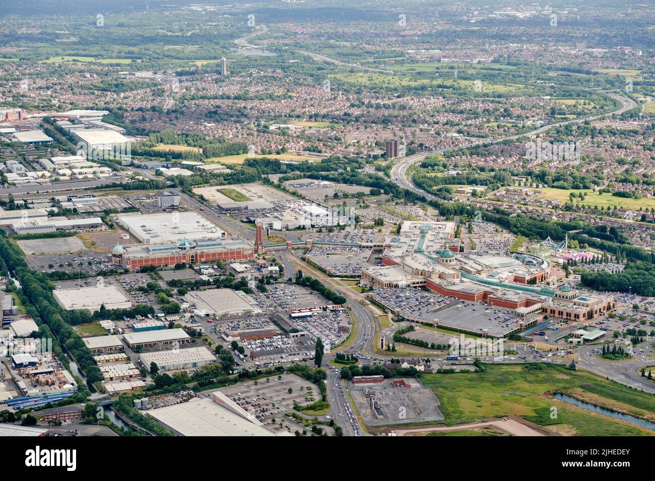 An aerial photograph of the Trafford Centre, Manchester, North West England, UK Stock Photo