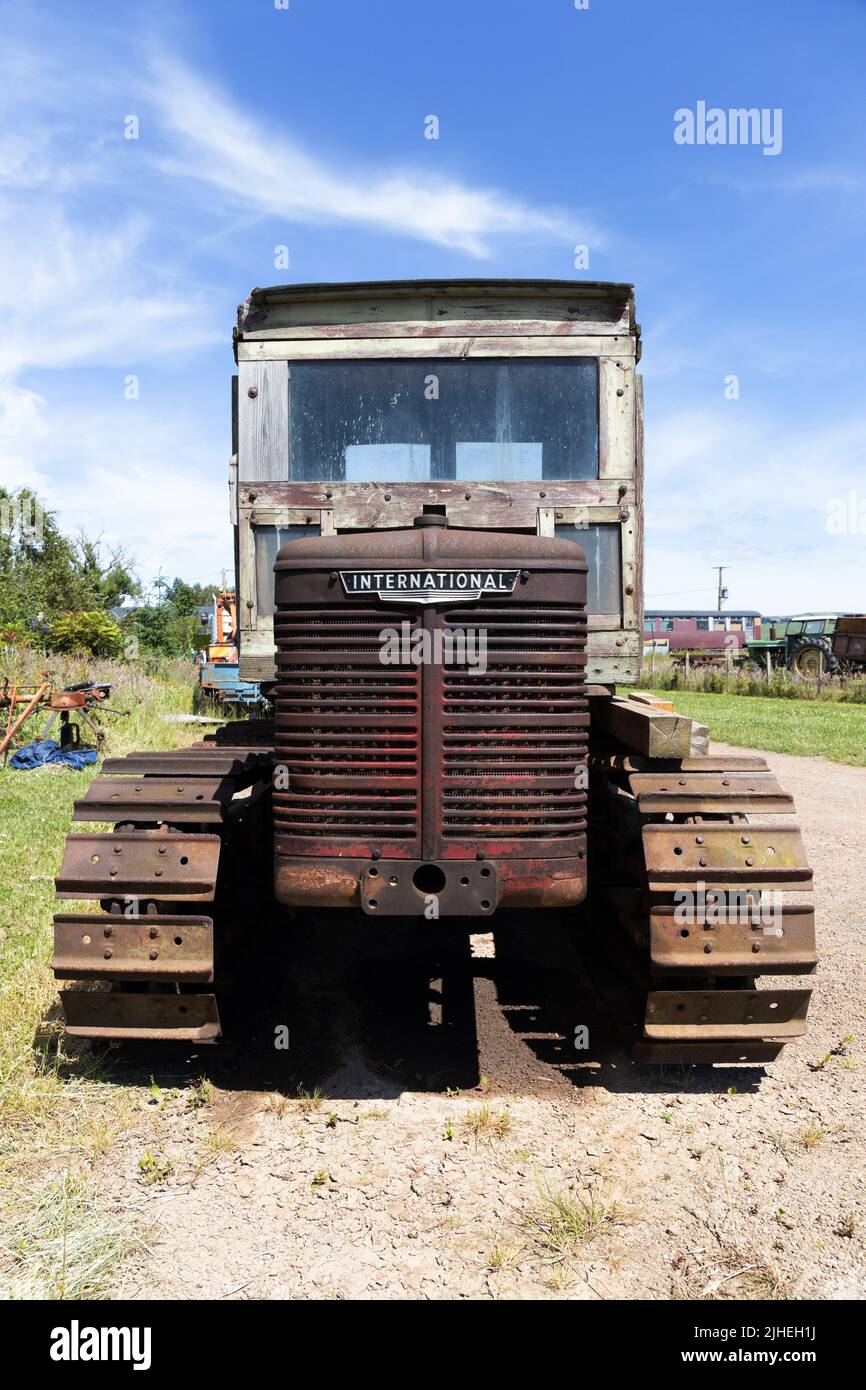 International caterpillar track truck with wooden cab Stock Photo