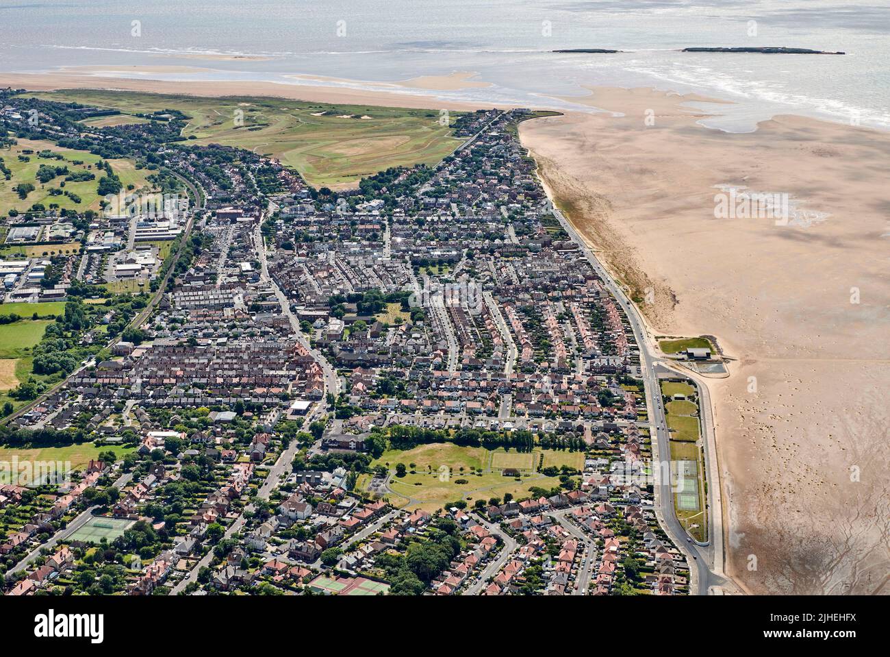 An aerial photograph of the town of Hoylake, Wirral, north west England