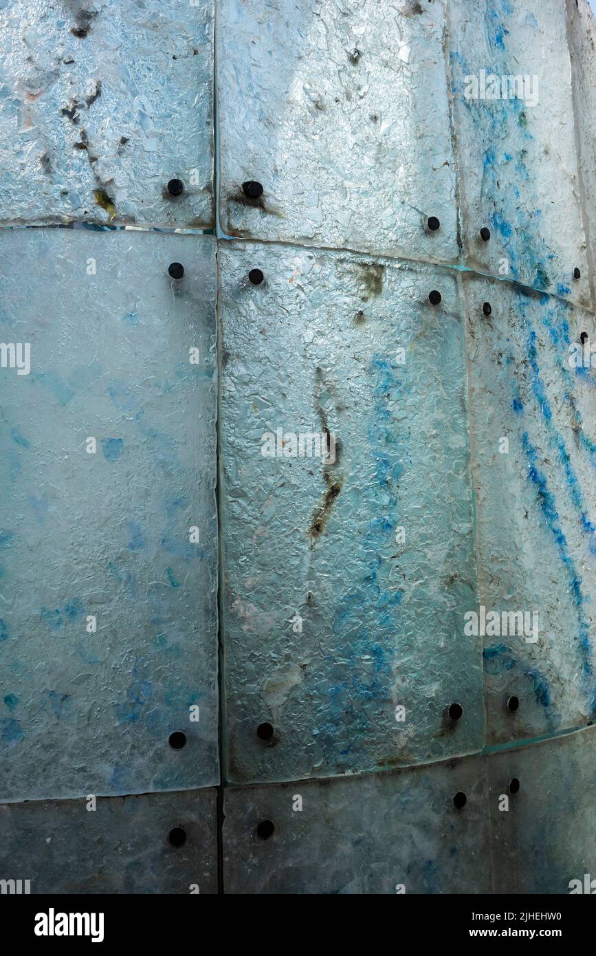 Public sculptureJeff Bell’s Cast Glass Panels, textured cast lead