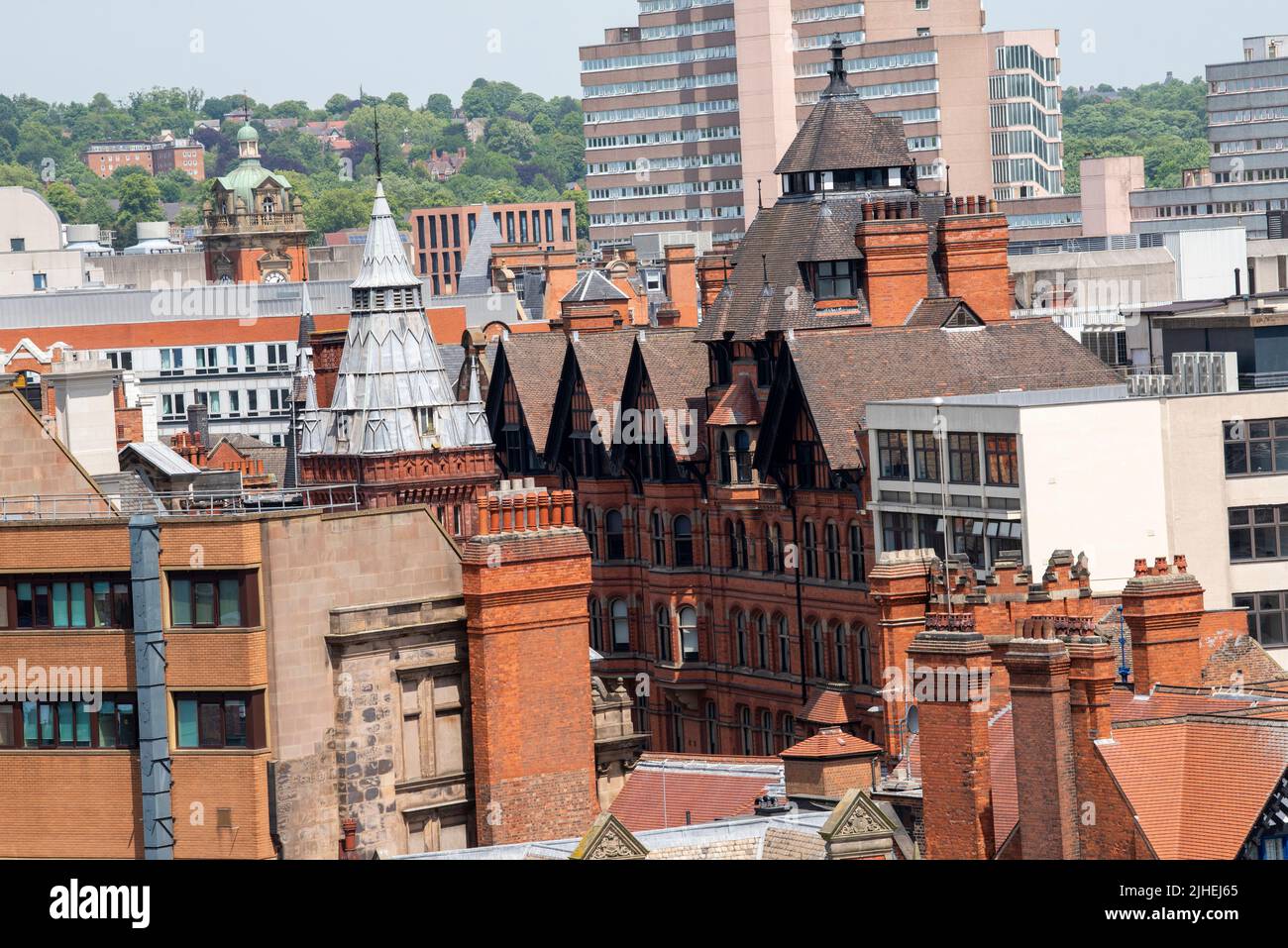 View of the rooftops on King Street from the rooftop of the Pearl Assurance Building in Nottingham City, Nottinghamshire England UK Stock Photo