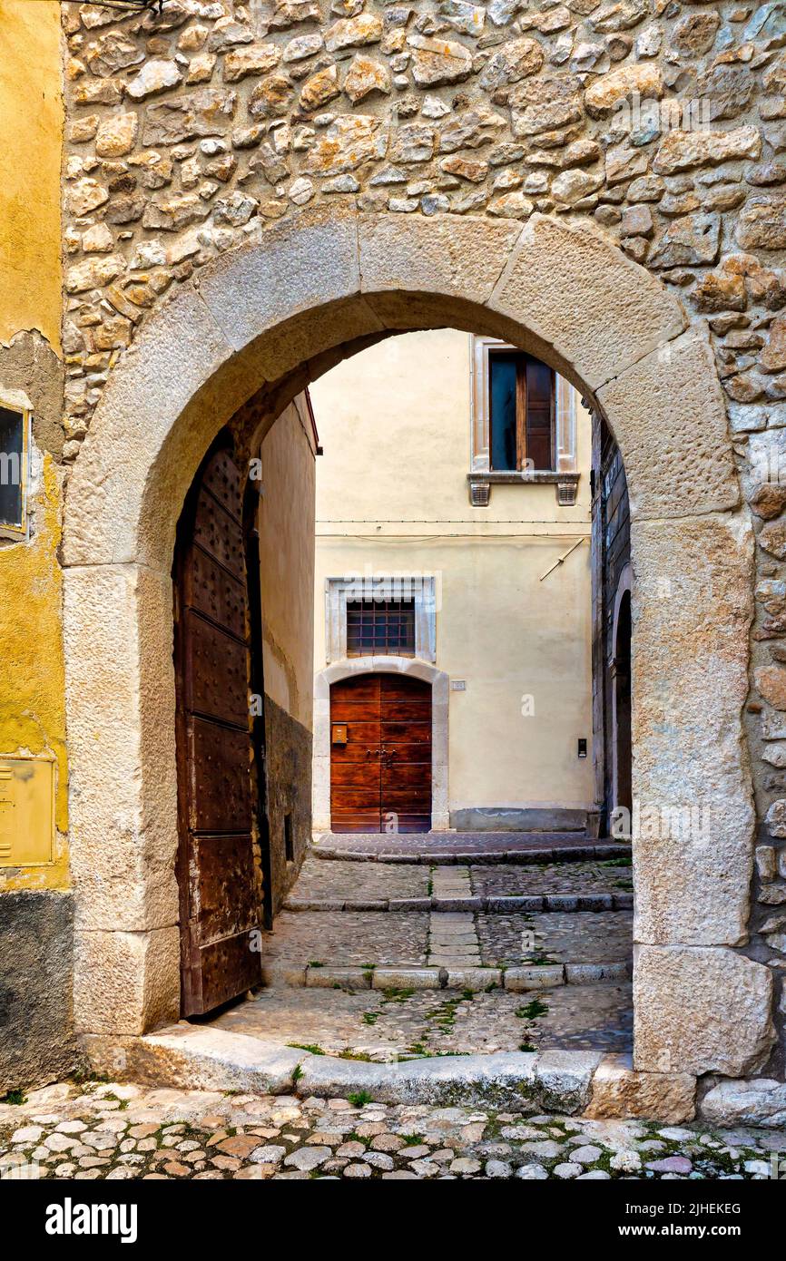 Exterior of Porta Molina, Sulmona, Italy Stock Photo