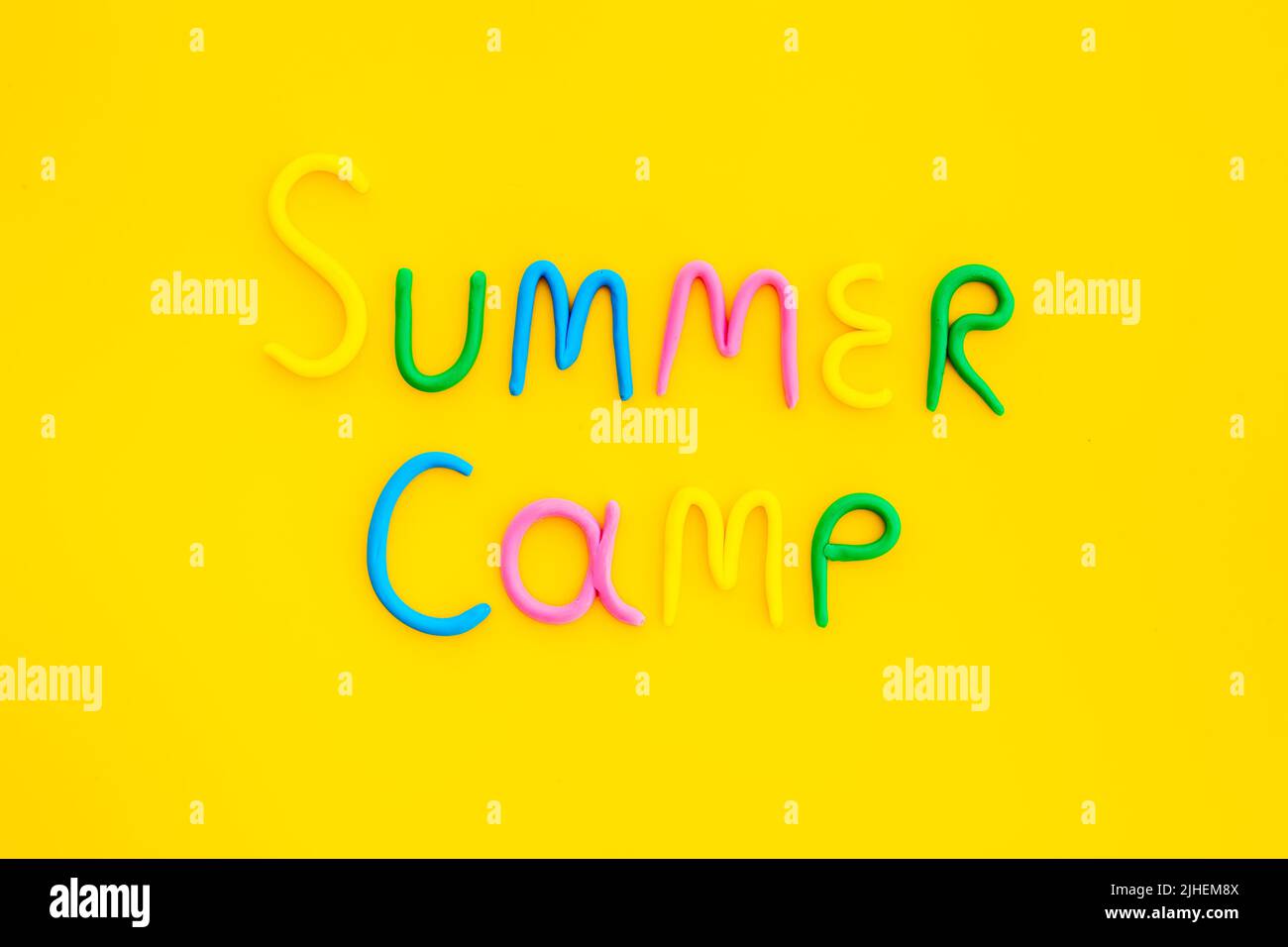 Words Summer Camp made of colorful clay. Summer kids vacation concept Stock Photo Alamy