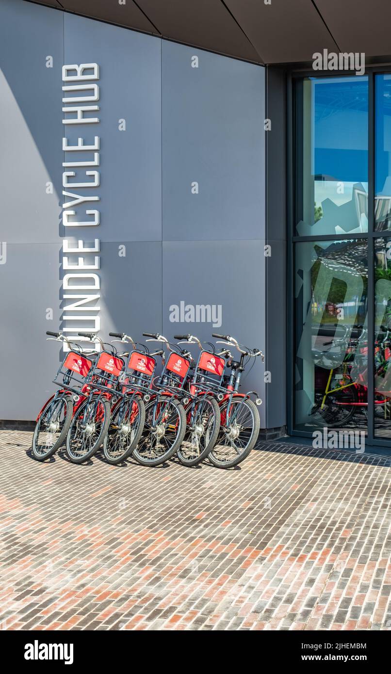 Dundee, Scotland, UK June 23 2022. Push bikes available to hire from