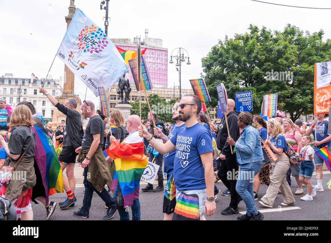 Mardi Gla: Glasgow Pride 2022 - LGBT Health and Wellbeing march. Stock Photo