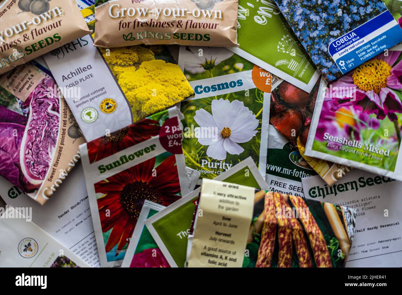 A random selection of seeds to be sown at home, Bristol. UK Stock Photo