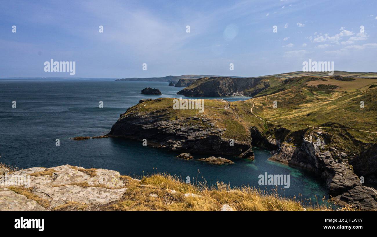 Headland at Tintagel on the Cornish coast, England, UK Stock Photo