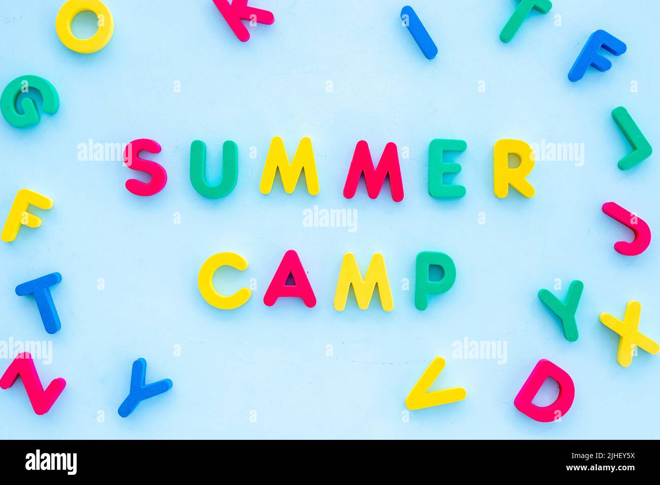 Summer vacation and hike concept. Words Summer Camp made of colorful letters Stock Photo Alamy