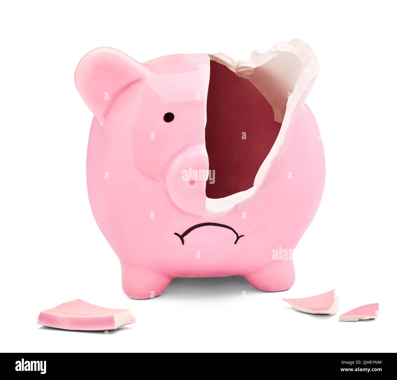 coin finance saving money piggybank business investment banking piggy bank pig broken poverty recession Stock Photo