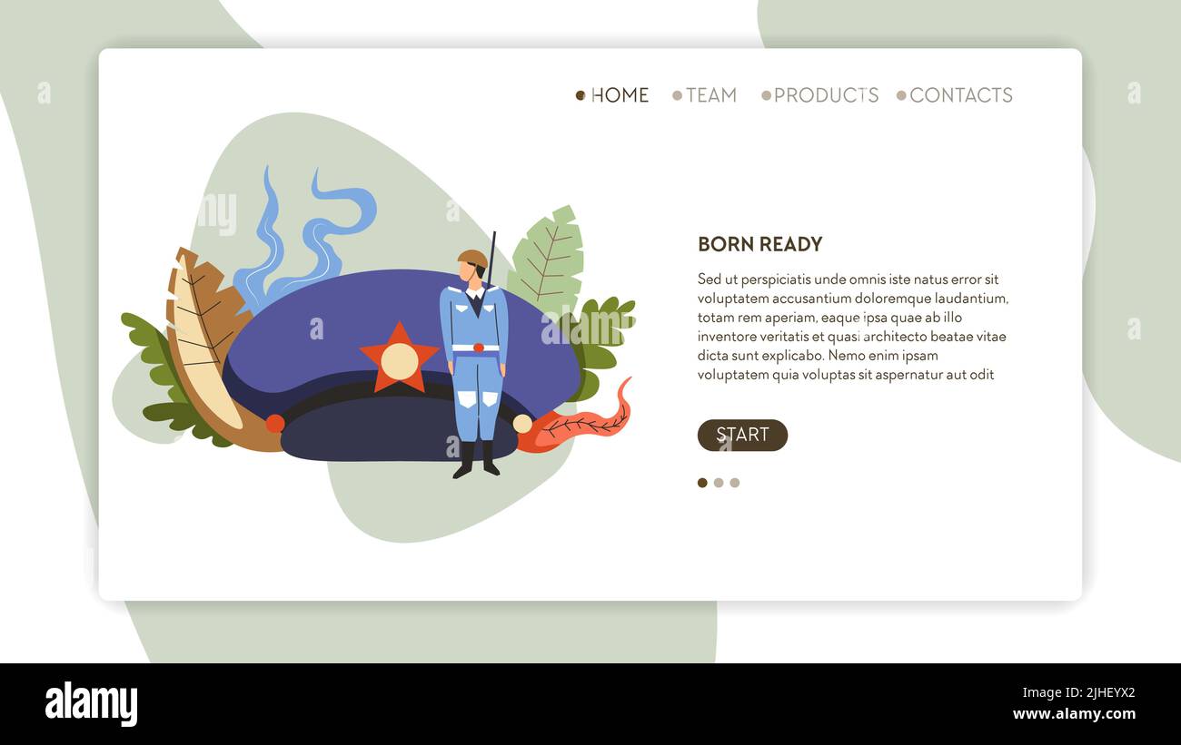 Make peace online web page template military service Stock Vector
