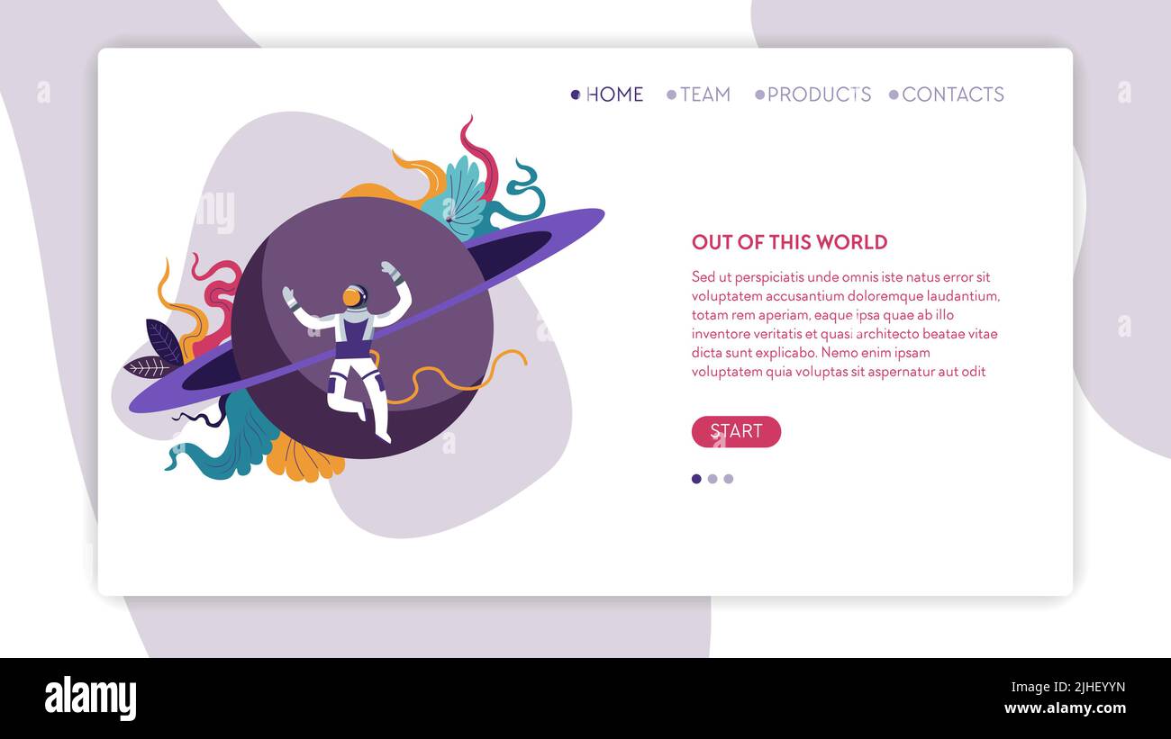 Across universe cosmic program online web page template Stock Vector