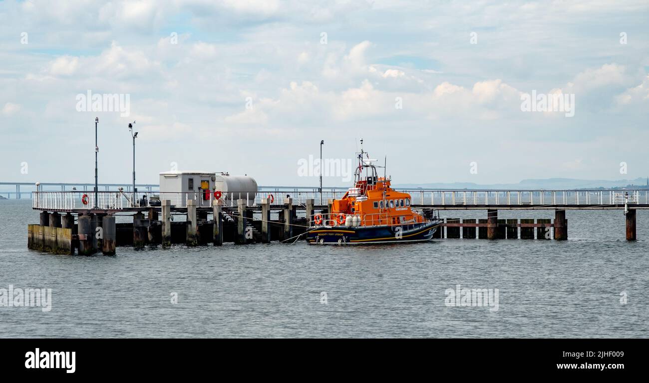 The RNLI inshore lifeboat on the River Tay in Broughton Ferry in the county of Angus, Scotland Stock Photo