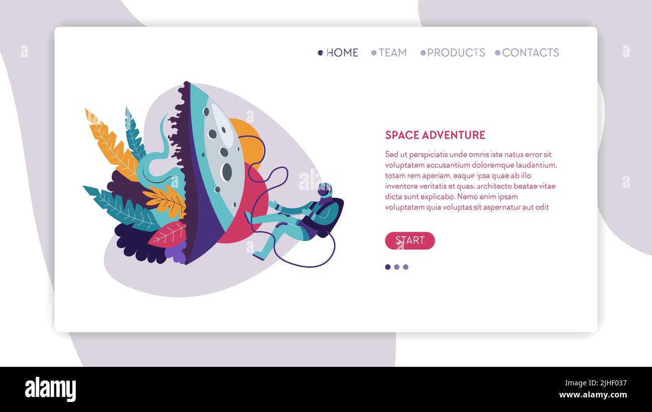 Across universe cosmic program online web page template Stock Vector