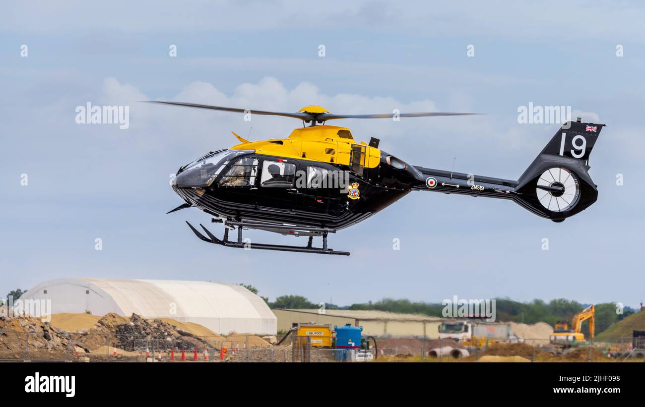 Airbus Helicopters H135 - Juno HT1 from the RAF No. 1 Flying Training School arriving at RAF Fairford for RIAT 2022 Stock Photo