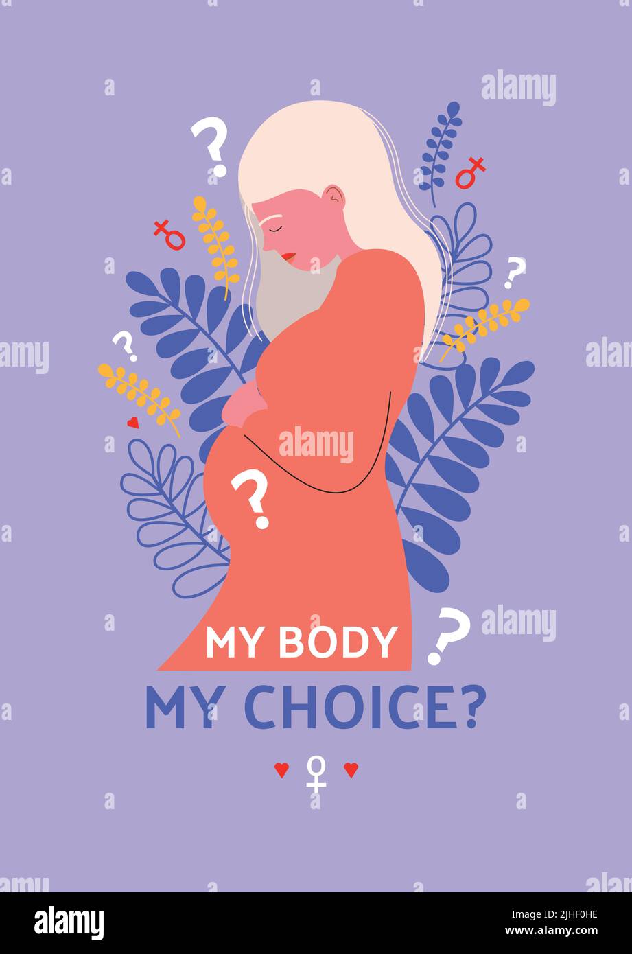 Abortions rights poster concept in flat style.  Stock Vector
