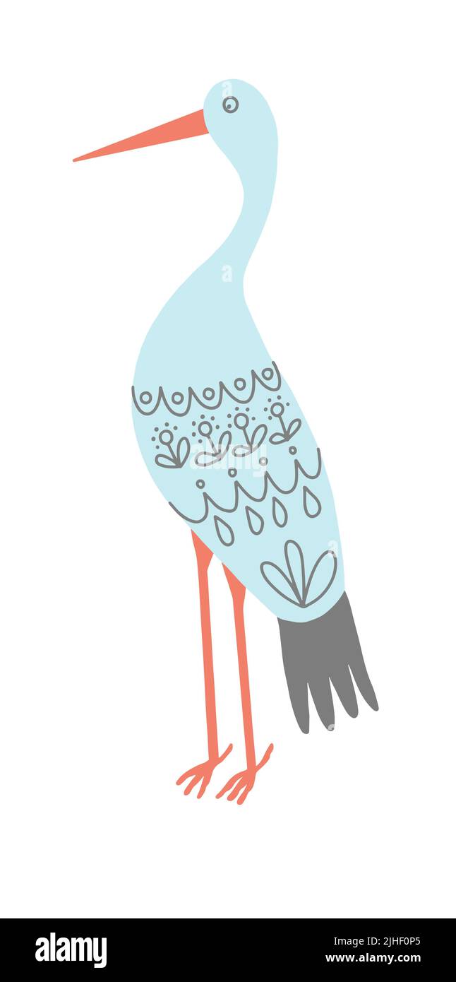 leleka - ukrainian traditional symbol, stork bird vector illustration Stock Vector