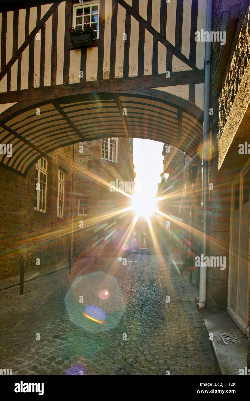 Imige of early morning sunshine at St Malo Stock Photo