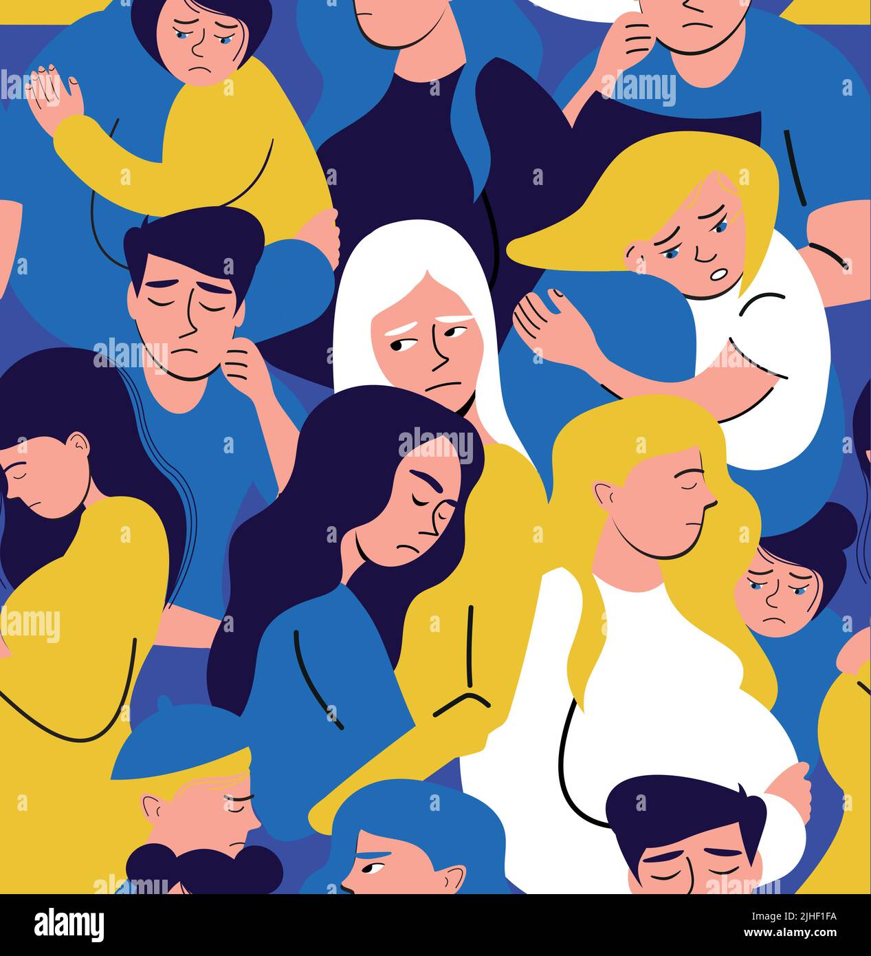 Ukraine people pattern seamless in flat style Stock Vector
