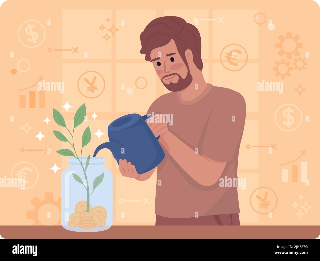 Investments 2D vector isolated illustration Stock Vector