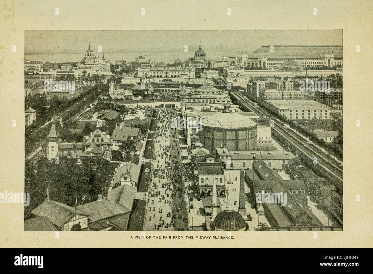 A View of the Fair Grounds from the Midway Plaisance World's Columbian Exposition Chicago 1893 from Factory and industrial management Magazine Volume 6 1891 Publisher New York [etc.] McGraw-Hill [etc.] Stock Photo