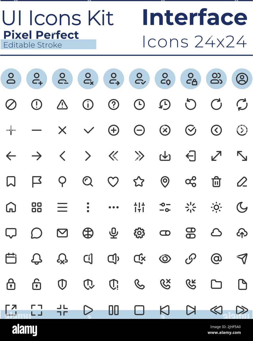 Comprehensible and simple looking pixel perfect linear ui icons set ...