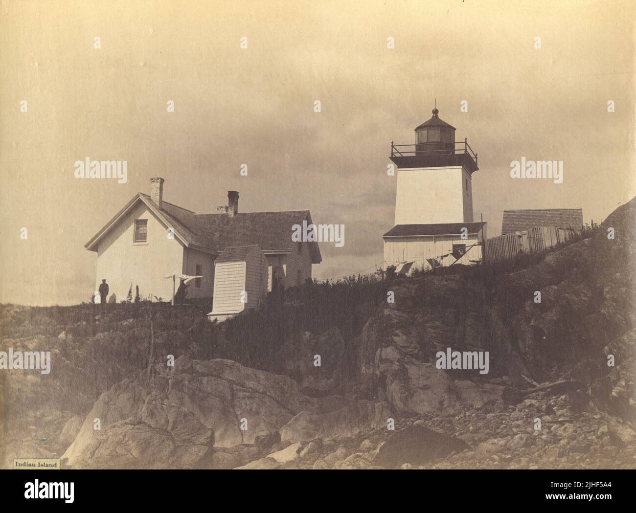 Indian Island Maine. Indian Island Light Station, Maine Stock Photo